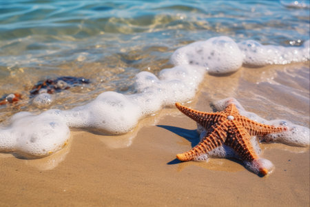 Enchanting Encounter: Majestic Horned Sea Star Thriving on Phu Quoc's Tropical Starfish Beachの素材