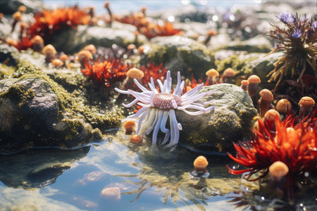 Exploring the Hidden World: Captivating Closeups of Vibrant Tide Pool Life in Northern Californiaの素材
