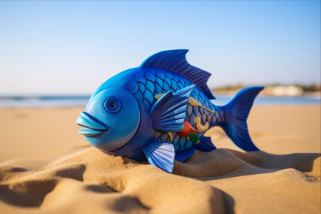 Blue Fish Model: The Perfect Beach Companion for Sand Play at a 3:2 Aspect Ratioの素材