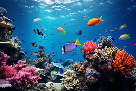Exploring the Enchanting Underwater Coral Reef and Tropical Fish in the Ocean -- AR 3:2の素材