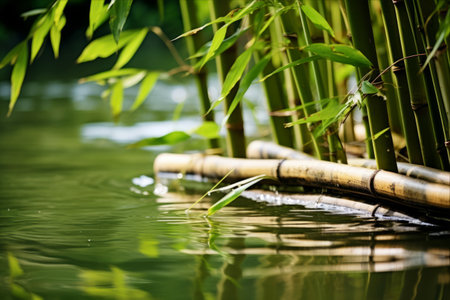 Bamboo Bliss: Captivating 3:2 Photograph of a Serene Pond Water Encased with Unique Natural Background