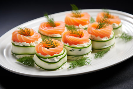 Delight in Decadent CanapÃ©s: Smoked Salmon and Cream Cheese Extravaganza with a Charming Twist!の素材