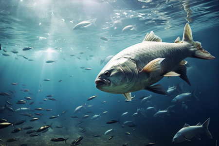 Carp Splashing in Pristine Waters: A Captivating Sight in 3:2 Aspect Ratioの素材