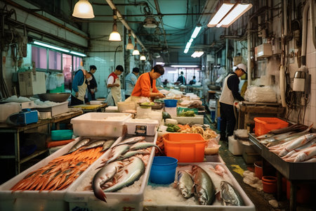 Exploring Fa Yuen Street Farmers Market: A Vibrant Fishmonger Haven in Kowloon, Hong Kongの素材