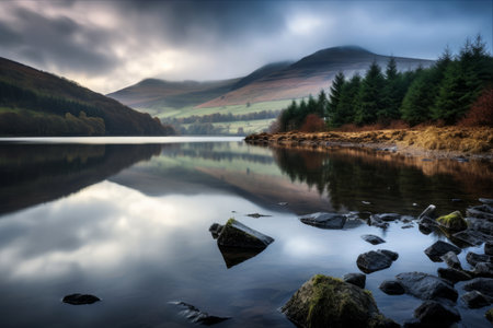 Captivating Reflections: Exploring Llyn Brianne in the Brecon Beacons, Wales-AR 3:2の素材