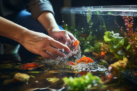 Refresh & Revive: Hands Engaged in Freshwater Aquarium Maintenanceの素材