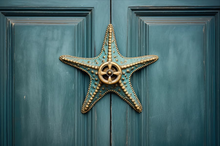 The Enchanting Starfish Knocker: A Vintage Door with a Beautiful Entrance to the Houseの素材