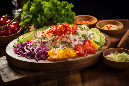 A Vibrant Fusion: Savory Spices and Health-Packed Goodness Unite in Colourful Khao Yamの素材