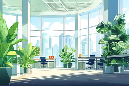 Embracing Nature in a Bright and Clean Office Atmosphere: A Captivating 3:2 Abstract Backgroundの素材