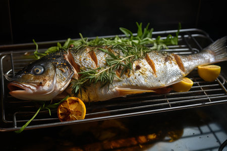 Lemon-Herbed Fish Delight on the Grilling Rackの素材