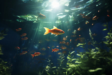 Exploring the Majestic Underwater World of Fish - AR 3:2の素材
