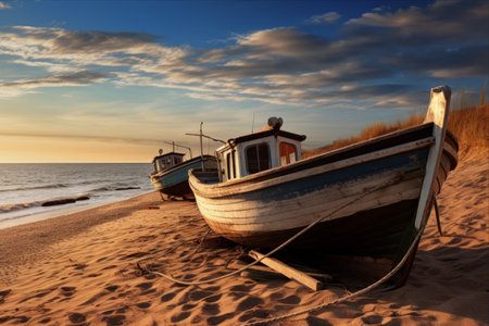 Captivating Coastal Scenes: Fishing Boats Adorn the Baltic Seaの素材