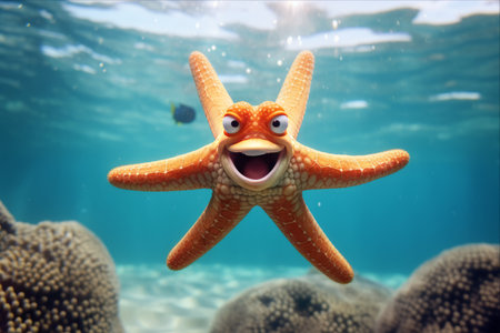 Captured in Time: The Playful Hi of a Starfish â AR 3:2の素材