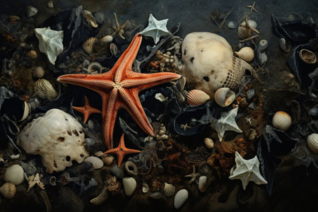 Lifeless Shores: The Tragic Fate of Dead Starfish and Musselsの素材