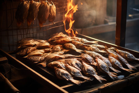 Deliciously Smoked Fish in a Traditional Smokehouse: Carps, Trouts, and More!の素材
