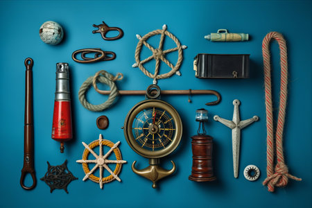 Discover the Beauty: Marine Accessories Displayed on a Vibrant Blue Board!の素材