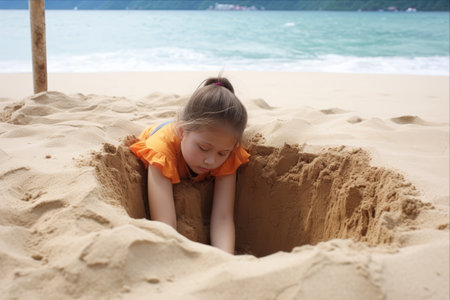 Captivating Capture: Unraveling the Enigma of the Girl Buried in Sand on Thailand's Phi Phi Islandの素材