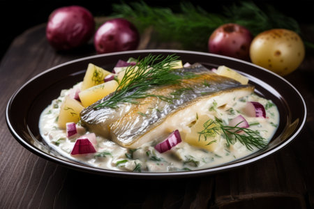 Herring Delight: A Scrumptious Blend of Onions and Potatoes - AR 3:2の素材