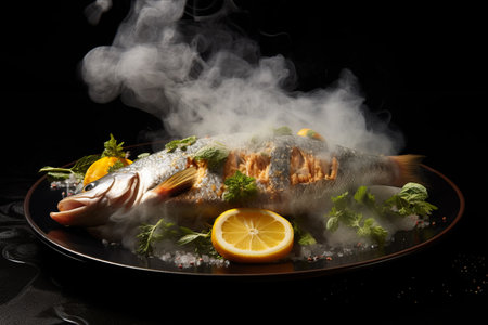 Exquisite Delicacy: Smoked Dorado Fish Plated to Perfection (AR 3:2)の素材