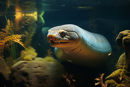Eel Encounter: A Fascinating Predator in a Captivating Aquariumの素材