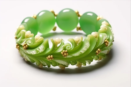 Enchanting Green Bracelet on a Clean White Background: Captivating Hippie Fashion Statementの素材