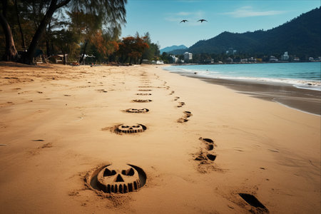 Haunted Halloween Beach in Patong, Phuket: Footprints, Demons, and Ghosts Awakenの素材