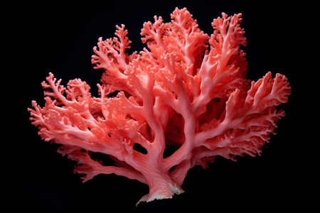 Vibrant Coral Color in Isolation: A Captivating Contrast Against Black Background --AR 3:2の素材