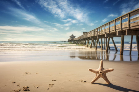 Serene Duality: The Majestic Myrtle Beach Pier and Starfish Graceの素材