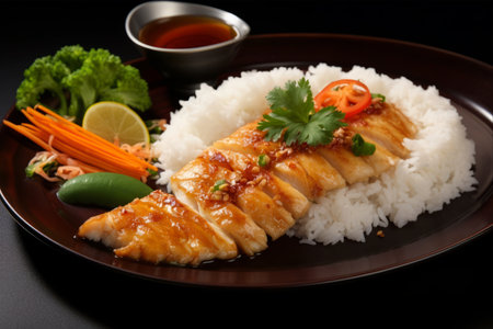 Asian-Style Rice Accompanied by Succulent Fish Fillet - AR 3:2 Delightの素材