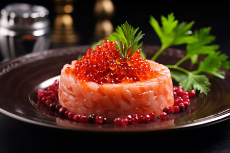 Deliciously Spiced Red Caviar with a Vibrant Array of Vegetables - A 3:2 Culinary Delightの素材