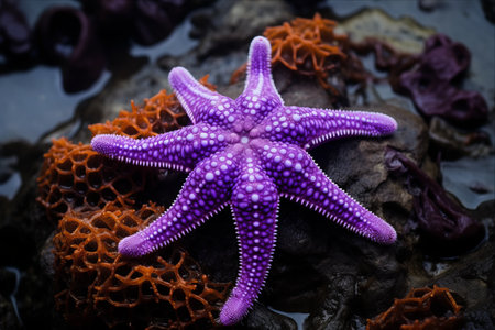 Vibrant Purple Sea Star: A Starfish Spectacle in the Canadian Watersの素材