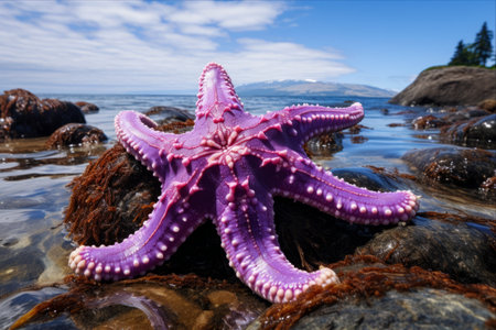 Marveling at Canada's Vibrant Purple Sea Star: A Starfish Beauty in a 3:2 Perspectiveの素材