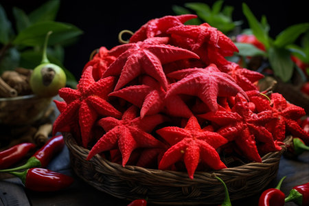 Exploring the Fiery Flavors of Red Brazilian Starfish Peppers -- An Exquisite 3:2 Aromatic Delightの素材