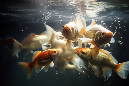 The Natural Feeding Habits of a Fish Group: Exploring their Food Consumption in Nature's Abundanceの素材