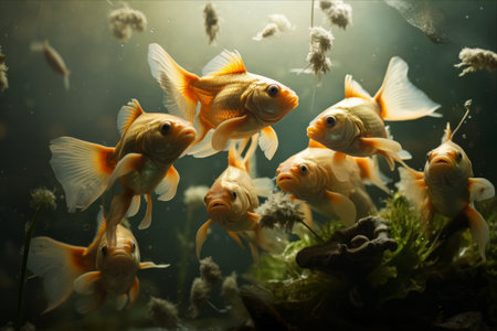 Captivating Footage: A Huddle of Fish Engaging in Natural Feeding Frenzy --ar 3:2の素材