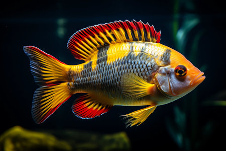 The Graceful Dance of Cichlids: A Mesmerizing Sight in Water -AR 3:2の素材