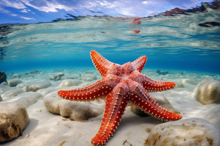 Exploring the Majestic Sea Star at Starfish Point in Grand Cayman's Caribbean Paradiseの素材