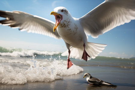 Mesmerizing Moment: A Seagull Grabs a Starfish in Mid-Air â AR 3:2の素材