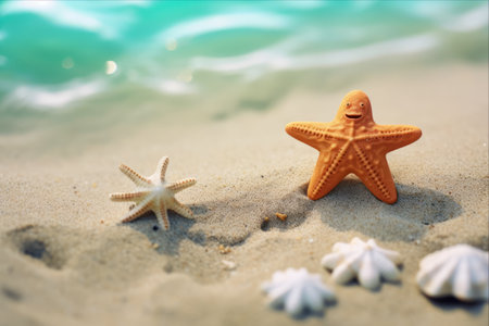 The Lone Starfish: An Intriguing Encounter on the Sandy Beachの素材