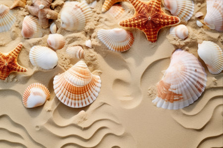 Captivating Coastal Treasures: Seashells on Sandsの素材