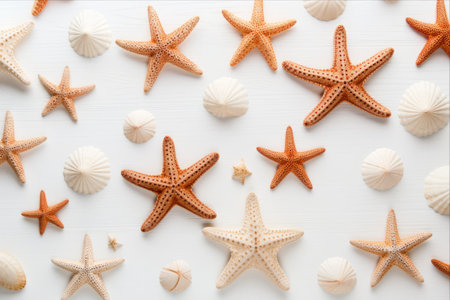 Captivating Seastars: A Stunning White Background Delight -ar 3:2の素材