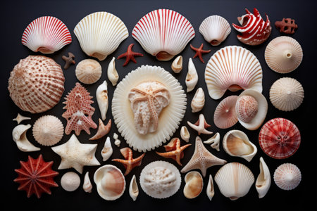 Nature's Mosaic: A Breathtaking Collection of Seashells in the Proportions of 3:2の素材