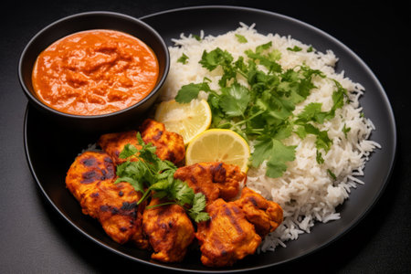 Exploring the Flavors of India: Fish Tikka Masala with Cooked Riceの素材