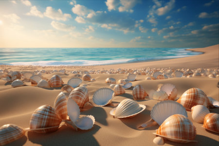 The Enchanting AI-Inspired Collection of Seashells on the Beachの素材