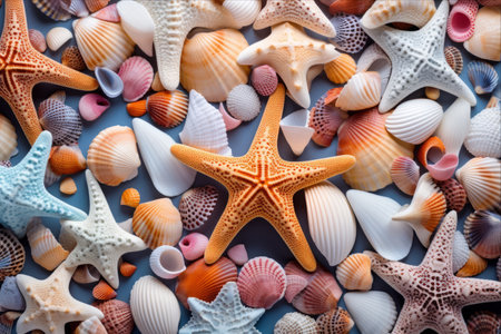 Under the Ocean's Kaleidoscope: A Vibrant Tapestry of Starfishes, Corals, and Tropical Seashellsの素材