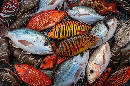 Diverse Fish Species in Kudat Fish Market: A Vibrant Display of Marine Life in Malaysian Borneoの素材