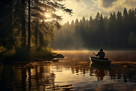 Solitude of the Serene Forest: An Enigmatic Encounter on Lake AR 3:2の素材