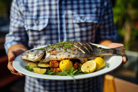 Savoring the Summertime Delight: Grilled Fish with Lemon on the Barbequeの素材