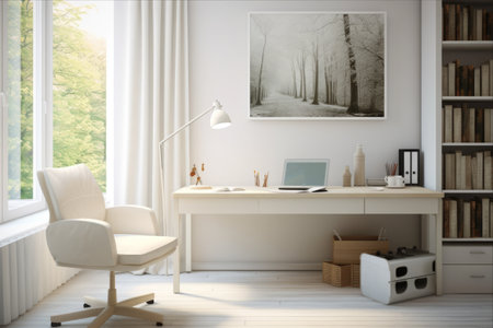 Effortless Elegance: The Minimalistic White Home Office Interiorの素材