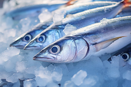 A Captivating Encounter: Exploring the World of Fresh Bonito Fish in Ice at the Marketの素材